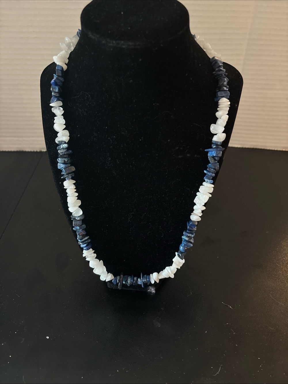 Vintage Natural Blue And White Sodalite Chip Bead Necklace Boho Spiritual